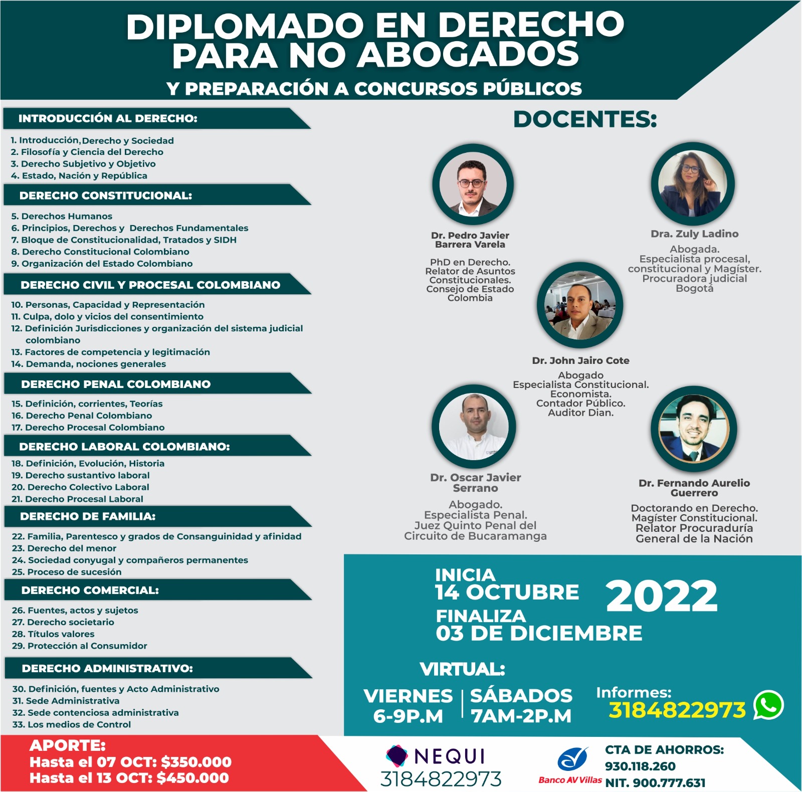 Diplomado en Derecho para no abogados y preparación a concursos públicos